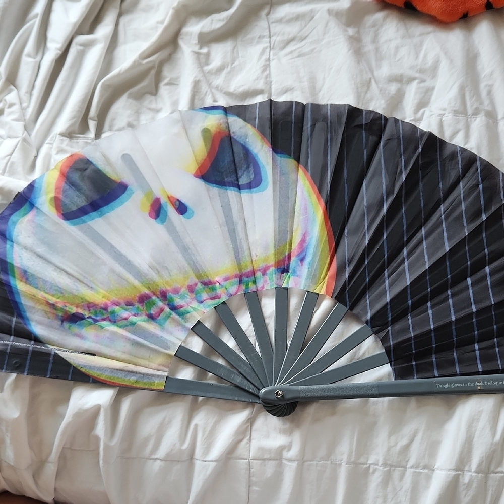 Disney Black and White Fan with Colorful Skull Design